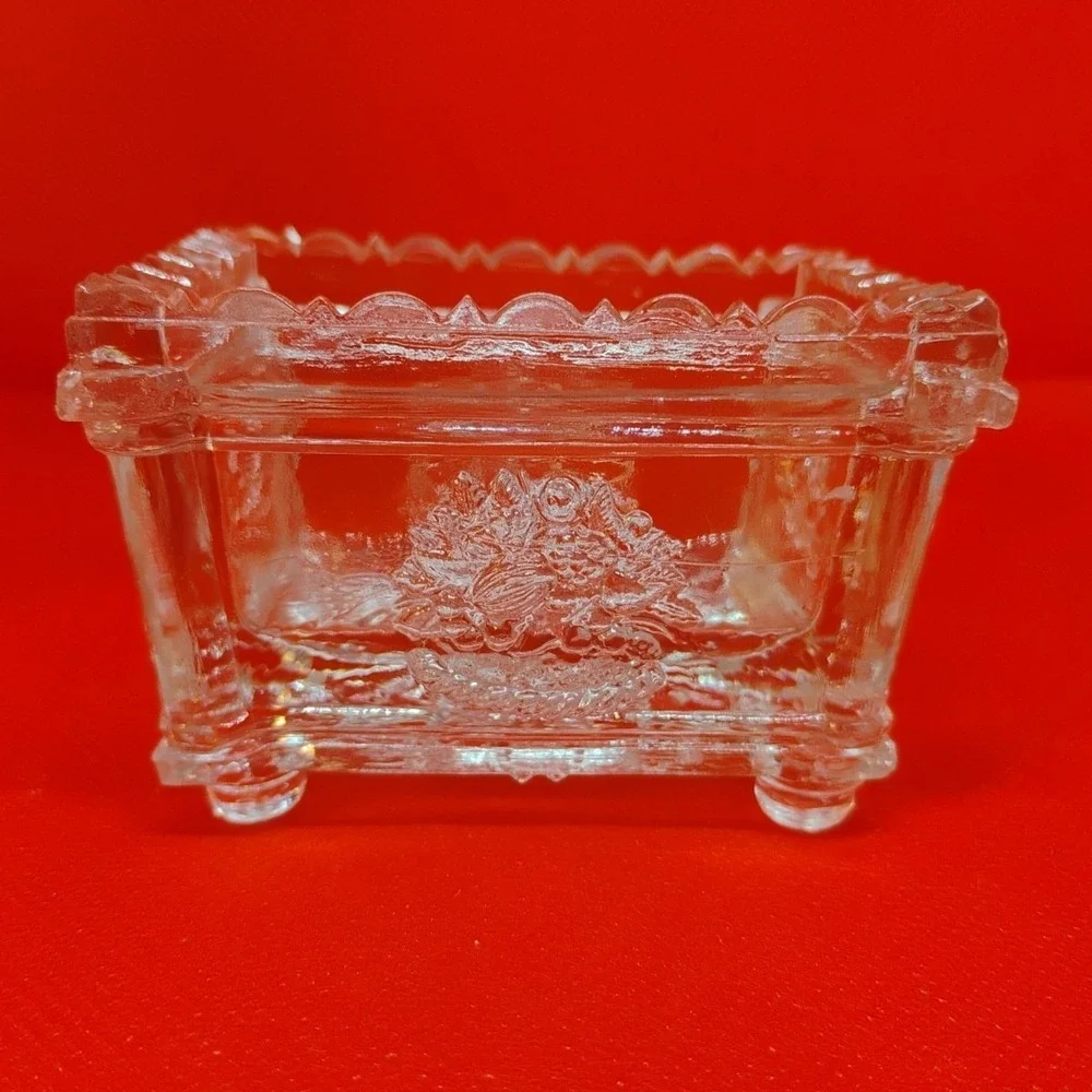 Antique New England NE Glass Company Boston Lacy Salt Dip Cellar 1820-1850s Flaw